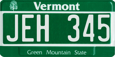 VT license plate JEH345