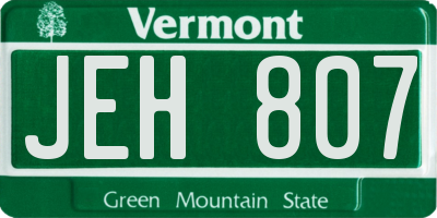 VT license plate JEH807