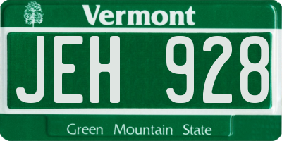 VT license plate JEH928