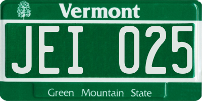VT license plate JEI025
