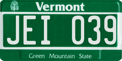 VT license plate JEI039