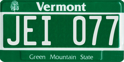 VT license plate JEI077
