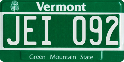 VT license plate JEI092