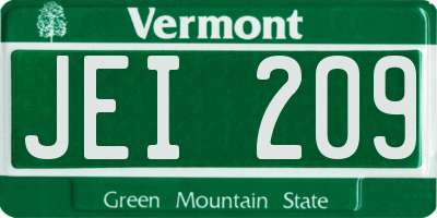 VT license plate JEI209