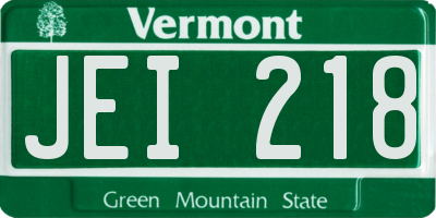 VT license plate JEI218