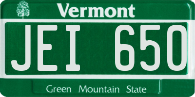 VT license plate JEI650