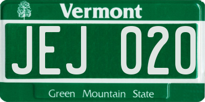 VT license plate JEJ020
