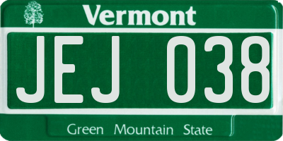 VT license plate JEJ038