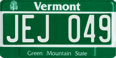 VT license plate JEJ049