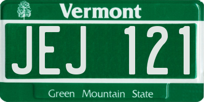 VT license plate JEJ121