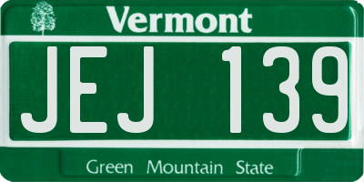 VT license plate JEJ139