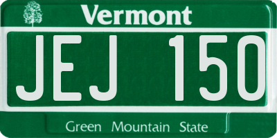 VT license plate JEJ150