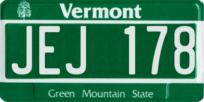 VT license plate JEJ178