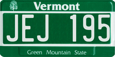 VT license plate JEJ195