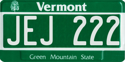 VT license plate JEJ222