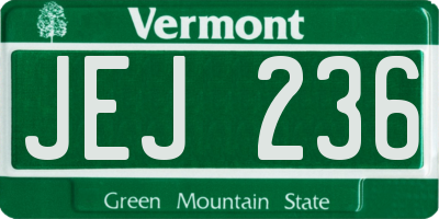 VT license plate JEJ236