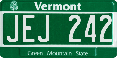 VT license plate JEJ242