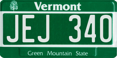 VT license plate JEJ340