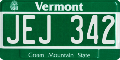 VT license plate JEJ342