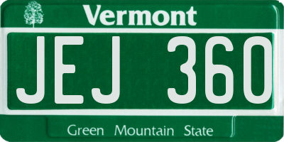VT license plate JEJ360
