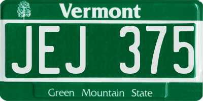 VT license plate JEJ375