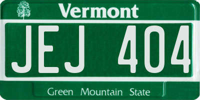 VT license plate JEJ404