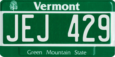 VT license plate JEJ429