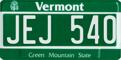 VT license plate JEJ540