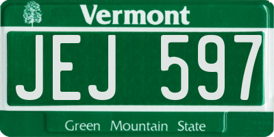 VT license plate JEJ597
