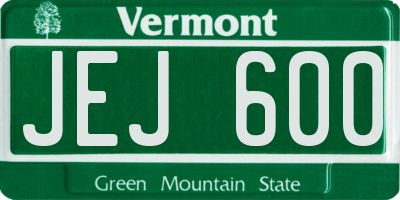 VT license plate JEJ600