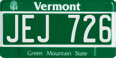 VT license plate JEJ726