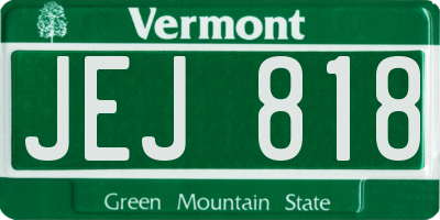 VT license plate JEJ818