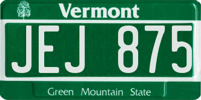 VT license plate JEJ875
