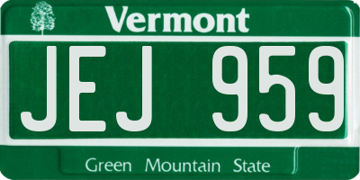 VT license plate JEJ959