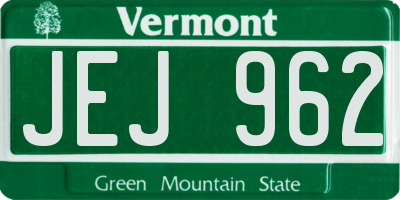 VT license plate JEJ962