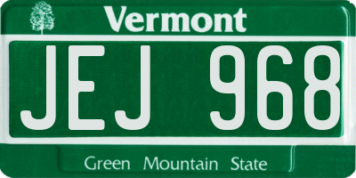 VT license plate JEJ968
