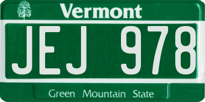 VT license plate JEJ978