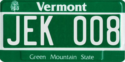 VT license plate JEK008