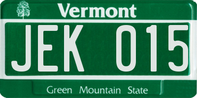 VT license plate JEK015