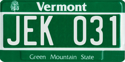 VT license plate JEK031