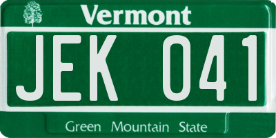 VT license plate JEK041