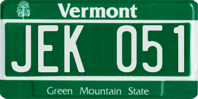 VT license plate JEK051