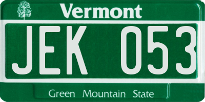 VT license plate JEK053