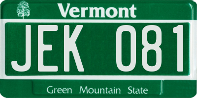 VT license plate JEK081