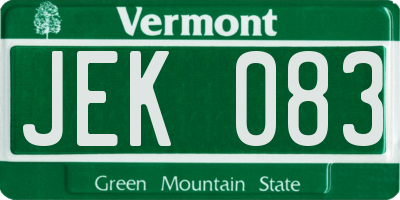 VT license plate JEK083