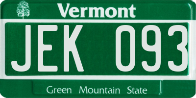VT license plate JEK093