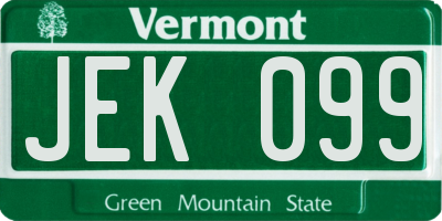 VT license plate JEK099