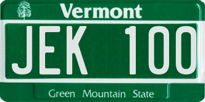 VT license plate JEK100