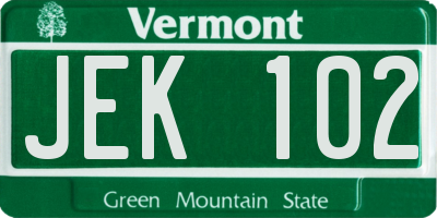 VT license plate JEK102