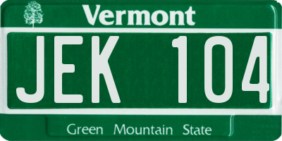 VT license plate JEK104